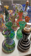 Load image into Gallery viewer, Glass soap dispenser Bottle or Vase. Vibrant flower &amp; rainbow confetti colors.
