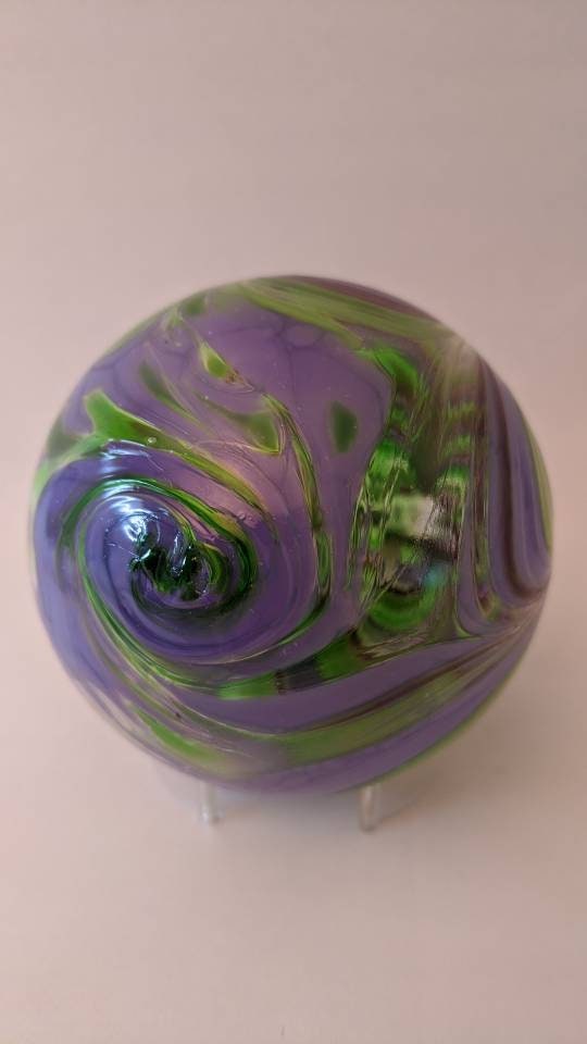 Purple & Green Blown Glass Ornament