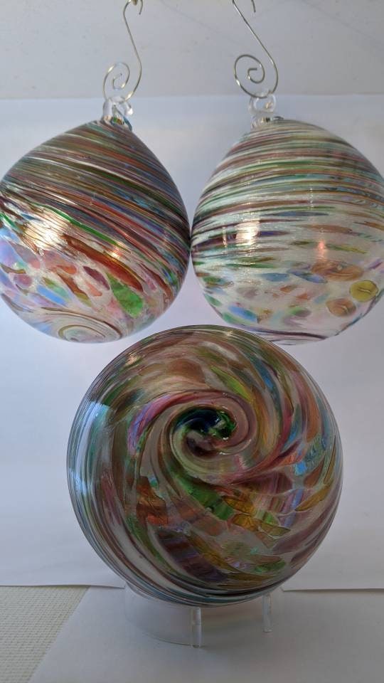 Eternal Gratitude Large Blown Glass Ornament Rainbow Multi-Color